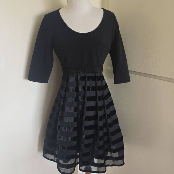 Plenty by Tracy Reese Blk Combo Frock Mini, Scoop Neck, 3/4 Slv, NWT, Sz. 6 - Picture 1 of 8